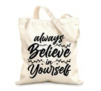 AILOONG Canvas Wine Gift Bag always believe in yourself inspirational quote design 12 oz thick fabric Matches clothing 35x40cm Large