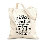 AILOONG Canvas Wine Gift Bag An amazing teacher is hard to find impossible to forget teacher quotes 12 oz thick fabric Matches clothing 35x40cm Large