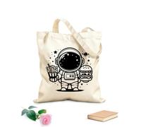 AILOONG Canvas Wine Gift Bag an astronaut holding a burger and fries 12 oz thick fabric Matches clothing 25x30cm Small