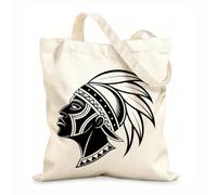 AILOONG Canvas Wine Gift Bag an indian man in a headdress with feathers on his head 12 oz thick fabric Matches clothing 25x30cm Small