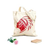 AILOONG Canvas Wine Gift Bag an indian man in a headdress with feathers on his head 340g/m² thick fabric Matches clothing