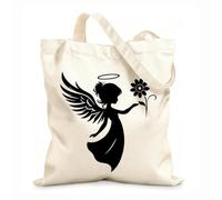 AILOONG Canvas Wine Gift Bag angel holding flower silhouette of innocence 12 oz thick fabric Matches clothing 35x40cm Large