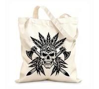 AILOONG Canvas Wine Gift Bag apache native american skull 12 oz thick fabric Matches clothing 31x36cm Medium