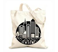 AILOONG Canvas Wine Gift Bag city skyline with buildings and trees 12 oz thick fabric Matches clothing 31x36cm Medium