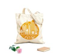 AILOONG Canvas Wine Gift Bag city skyline with buildings and trees 340g/m² thick fabric Matches clothing
