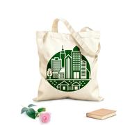 AILOONG Canvas Wine Gift Bag city skyline with buildings and trees 340g/m² thick fabric Matches clothing