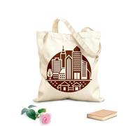 AILOONG Canvas Wine Gift Bag city skyline with buildings and trees 340g/m² thick fabric Matches clothing