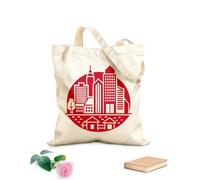 AILOONG Canvas Wine Gift Bag city skyline with buildings and trees 340g/m² thick fabric Matches clothing