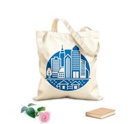 AILOONG Canvas Wine Gift Bag city skyline with buildings and trees 340g/m² thick fabric Matches clothing
