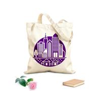 AILOONG Canvas Wine Gift Bag city skyline with buildings and trees 340g/m² thick fabric Matches clothing