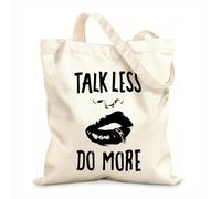 AILOONG Canvas Wine Gift Bag Company Culture Quotes: Talk Less And Do More Girl Lip Piercing 12 oz thick fabric Matches clothing 31x36cm Medium