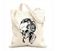 AILOONG Canvas Wine Gift Bag game Playing Skull Music Headphones Video Game Boy Game Zone 12 oz thick fabric Matches clothing 25x30cm Small