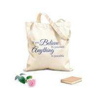 AILOONG Canvas Wine Gift Bag If you Believe in yourself Anything Is possible 340g/m² thick fabric Matches clothing