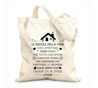 AILOONG Canvas Wine Gift Bag Italian Family Rules Love Believe Laugh Inspirational Kitchen 12 oz thick fabric Matches clothing 31x36cm Medium
