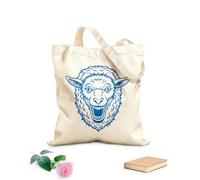AILOONG Canvas Wine Gift Bag of a sheep head with it's mouth open 340g/m² thick fabric Matches clothing