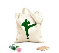 AILOONG Canvas Wine Gift Bag silhouette tae kwon do or karate kick full body only 340g/m² thick fabric Matches clothing