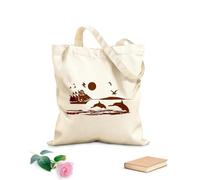 AILOONG Canvas Wine Gift Bag Sunrise, Sailboats, Wild Geese, Dolphins, and the Coastline 340g/m² thick fabric Matches clothing