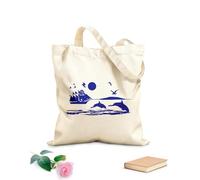 AILOONG Canvas Wine Gift Bag Sunrise, Sailboats, Wild Geese, Dolphins, and the Coastline 340g/m² thick fabric Matches clothing