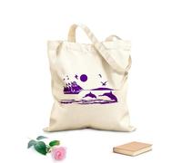 AILOONG Canvas Wine Gift Bag Sunrise, Sailboats, Wild Geese, Dolphins, and the Coastline 340g/m² thick fabric Matches clothing