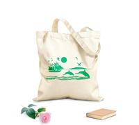 AILOONG Canvas Wine Gift Bag Sunrise, Sailboats, Wild Geese, Dolphins, and the Coastline 340g/m² thick fabric Matches clothing