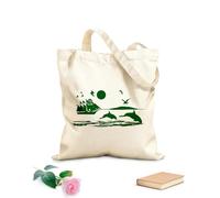 AILOONG Canvas Wine Gift Bag Sunrise, Sailboats, Wild Geese, Dolphins, and the Coastline 340g/m² thick fabric Matches clothing