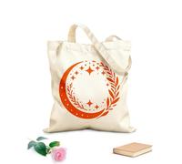 AILOONG Canvas Wine Gift Bag The celestial pattern is a circular pattern of a crescent moon stars and branches 340g/m² thick fabric Matches clothing