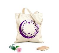 AILOONG Canvas Wine Gift Bag The celestial pattern is a circular pattern of a crescent moon stars and branches 340g/m² thick fabric Matches clothing