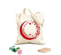 AILOONG Canvas Wine Gift Bag The celestial pattern is a circular pattern of a crescent moon stars and branches 340g/m² thick fabric Matches clothing