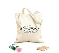 AILOONG Canvas Wine Gift Bag THE LOVE OF A FAMILY IS LIFE greatest BLESSING 340g/m² thick fabric Matches clothing