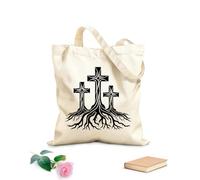AILOONG Canvas Wine Gift Bag three christian crosses with tree roots 12 oz thick fabric Matches clothing 25x30cm Small