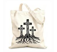 AILOONG Canvas Wine Gift Bag three christian crosses with tree roots 12 oz thick fabric Matches clothing 35x40cm Large