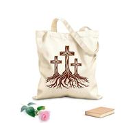 AILOONG Canvas Wine Gift Bag three christian crosses with tree roots 340g/m² thick fabric Matches clothing
