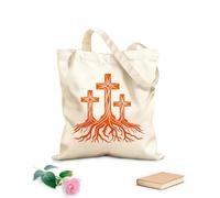 AILOONG Canvas Wine Gift Bag three christian crosses with tree roots 340g/m² thick fabric Matches clothing