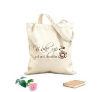 AILOONG Canvas Wine Gift Bag Wake Up And Smell The Coffee Kitchen Restaurant Cafe Inspirational Quotes 340g/m² thick fabric Matches clothing