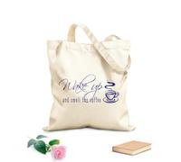 AILOONG Canvas Wine Gift Bag Wake Up And Smell The Coffee Kitchen Restaurant Cafe Inspirational Quotes 340g/m² thick fabric Matches clothing