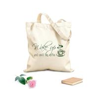 AILOONG Canvas Wine Gift Bag Wake Up And Smell The Coffee Kitchen Restaurant Cafe Inspirational Quotes 340g/m² thick fabric Matches clothing