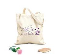 AILOONG Canvas Wine Gift Bag Wake Up And Smell The Coffee Kitchen Restaurant Cafe Inspirational Quotes 340g/m² thick fabric Matches clothing