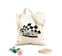 AILOONG Car Racing Garage Sports Game Boy Calico Women's Bags 12 oz thick fabric Foldable 35x40cm Large