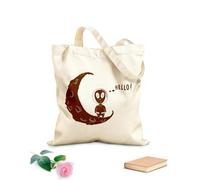 AILOONG Cartoon Funny Alien UFO Space Fantasy Moon Hello Canvas Tote Bag 340g/m² thick fabric Replaces school bag