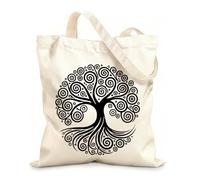 AILOONG celestial celtic tree of life silhouette design Flat Tape Handle Tote Bag 12 oz thick fabric Replaces school bag 25x30cm Small