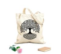 AILOONG celtic roots tree of life silhouette design Flat Tape Handle Tote Bag 12 oz thick fabric Replaces school bag 25x30cm Small