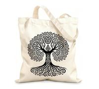 AILOONG celtic tree of life design elegant celtic tree silhouette clipart Flat Tape Handle Tote Bag 12 oz thick fabric Replaces school bag 25x30cm Small