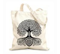 AILOONG celtic tree of life with circular knotwork Flat Tape Handle Tote Bag 12 oz thick fabric Replaces school bag 31x36cm Medium