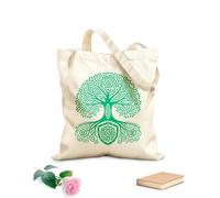 AILOONG celtic tree of life with circular knotwork Flat Tape Handle Tote Bag 340g/m² thick fabric Replaces school bag