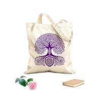 AILOONG celtic tree of life with circular knotwork Flat Tape Handle Tote Bag 340g/m² thick fabric Replaces school bag