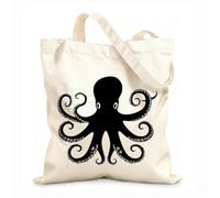 AILOONG Cerulean Cephalopod Octopus Inky Reusable Shopper Bags 12 oz thick fabric Foldable 31x36cm Medium