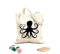 AILOONG Cerulean Cephalopod Octopus Inky Reusable Shopper Bags 12 oz thick fabric Foldable 35x40cm Large