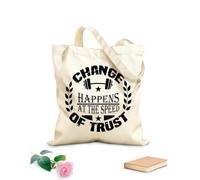 AILOONG change happens at the speed of trust Flat Tape Handle Tote Bag 12 oz thick fabric Replaces school bag 25x30cm Small