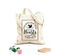 AILOONG Christmas commemorative quotes Your wings are ready but our hearts are not Flat Tape Handle Tote Bag 12 oz thick fabric Replaces school bag 31x36cm Medium