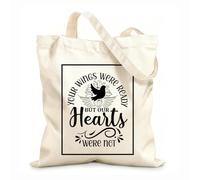 AILOONG Christmas commemorative quotes Your wings are ready but our hearts are not Flat Tape Handle Tote Bag 12 oz thick fabric Replaces school bag 25x30cm Small